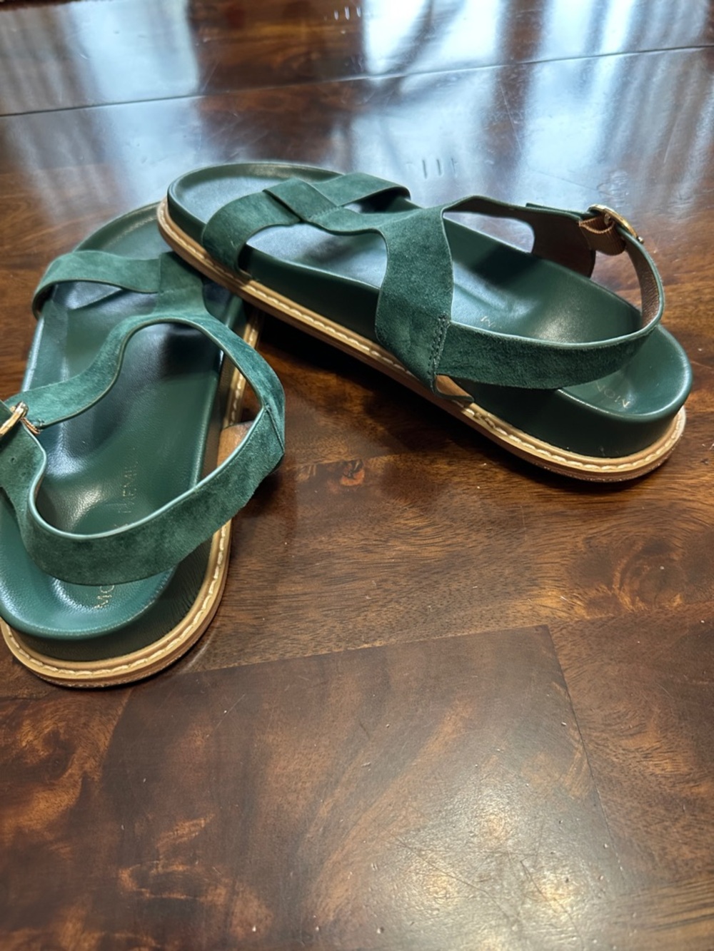 Green Suede Strap Women’s Sandals - Picture 4 of 6